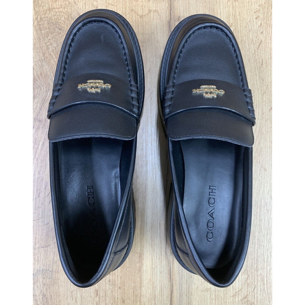 Coach Women's Lucy Leather 2" Chunky Heel Platform Loafers CCH95 Black Size 8B - Picture 10 of 12